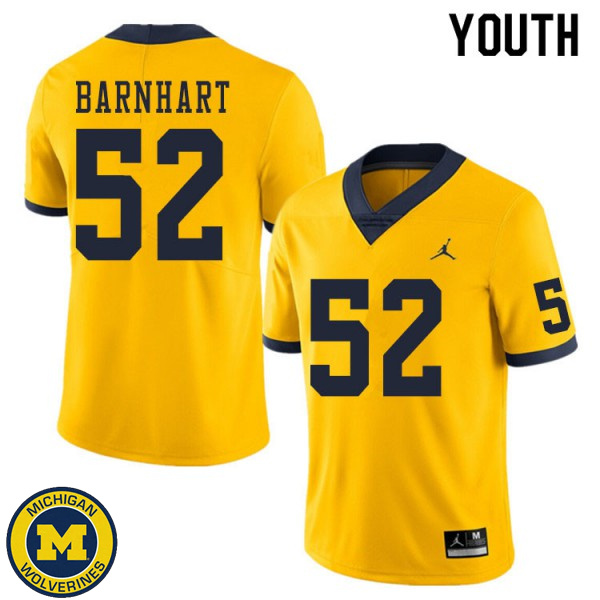 Youth Michigan Wolverines #52 Karsen Barnhart Yellow Player Jersey